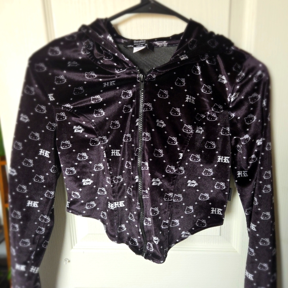 Hello Kitty Black Velvet Hoodie